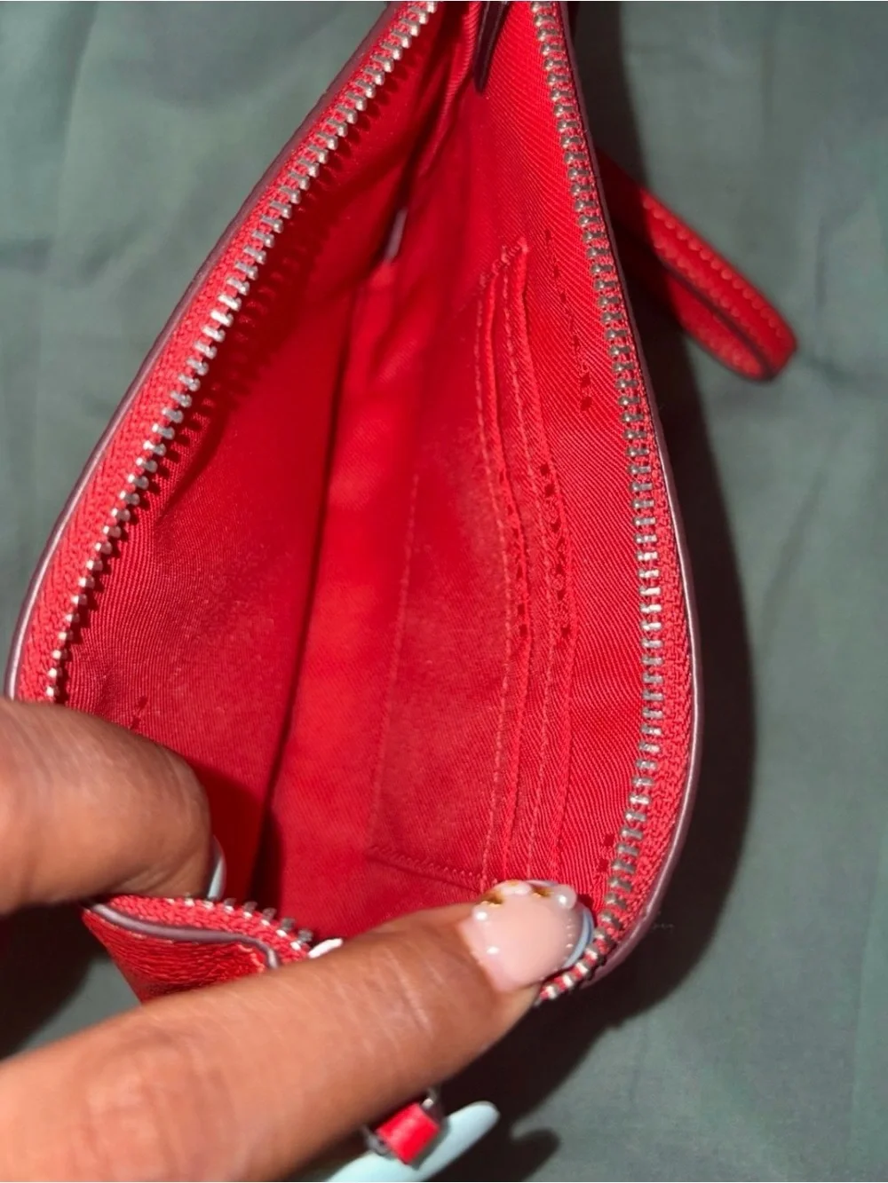 Coach Bright Red Pebbled Leather Wristlet
